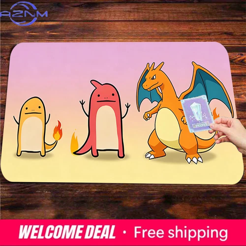 Tappetino da gioco Charmander Evolution TCG, tappetino per mouse da gioco lavabile e antiscivolo