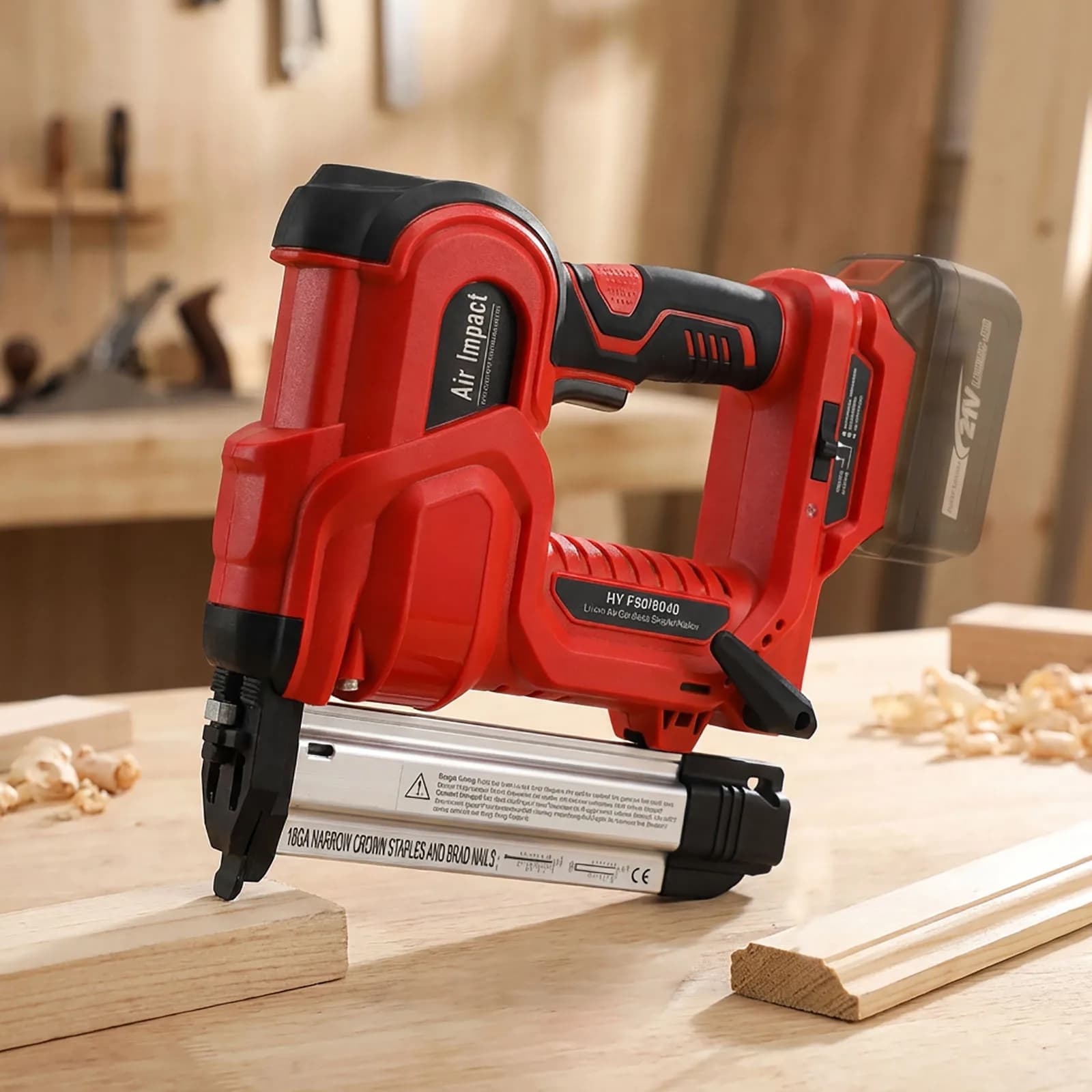 NailTask Chiodatrice Elettrica a Batteria 20V 18GA da 2 Pollici con Chiodi e Graffette per Lavorazione del Legno Fai-da-Te (Batteria Non Inclusa)