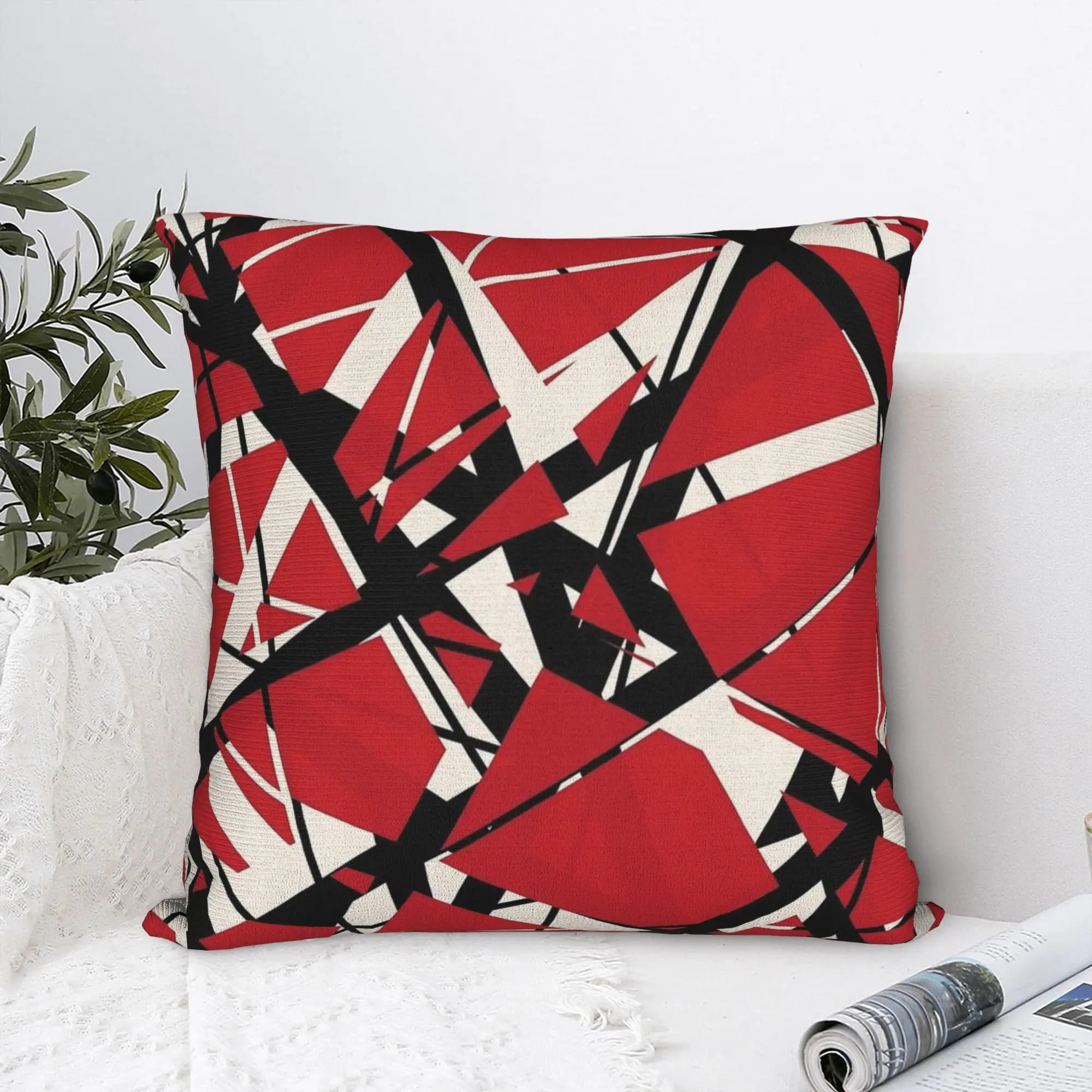 Federa per cuscino EVH Stripes Van Halen dal design rosso, federa morbida, federe Kawaii per divano, camera da letto