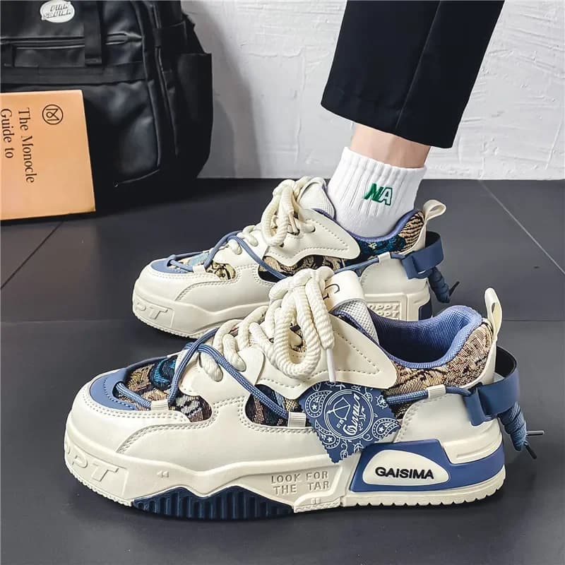 Walking shoes with thick sole for spring and summer, fashionable sneakers, casual sports shoes breathable in canvas, big size for men 48