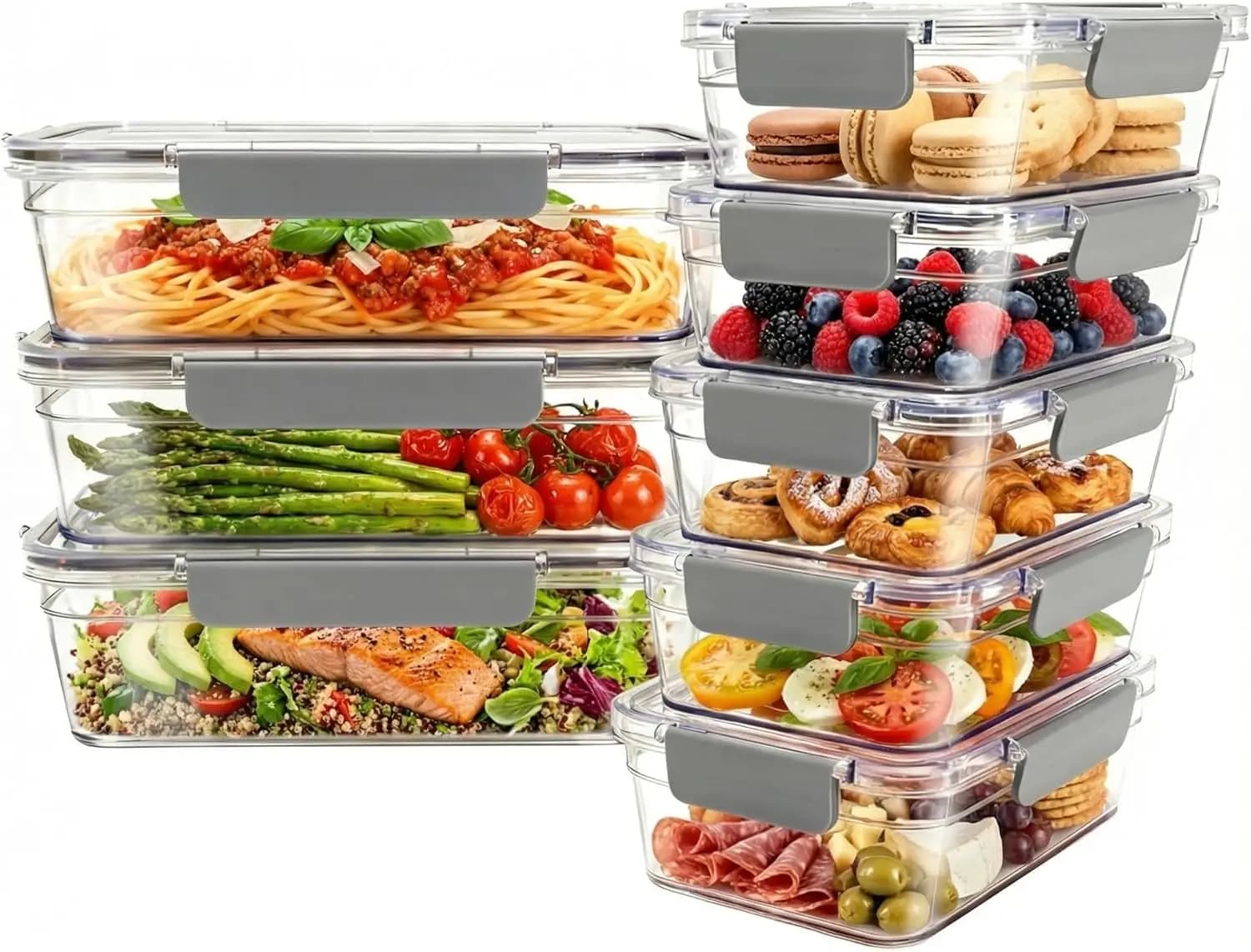 Contenitori per Alimenti in Plastica Tritan da 2,8L, Ermetici con Chiusura in Plastica Tritan per Frigorifero e Congelatore, Preparazione Pasti, Carne