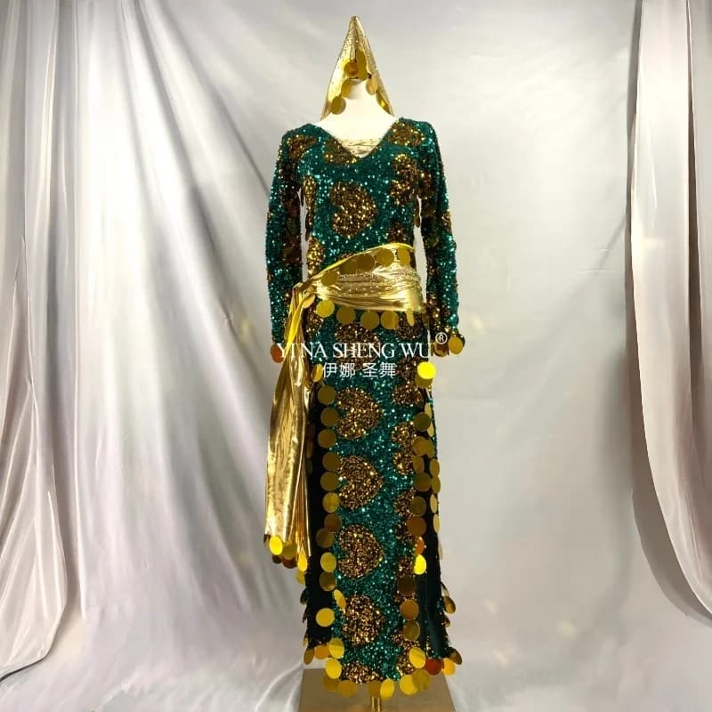 BellyDance Folk Robe Clothes Custom Sequin Shabby Saidi Balady Performance Dress for Adults and Children Oriental Dance Costumes