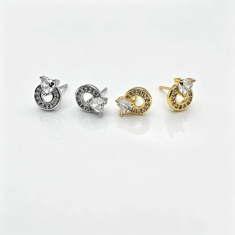Orecchini a Perno Eleganti Placcati Oro e Argento con Zirconia Cubica, Gioielli di Lusso Leggero da Donna per Feste, Regalo per Donne