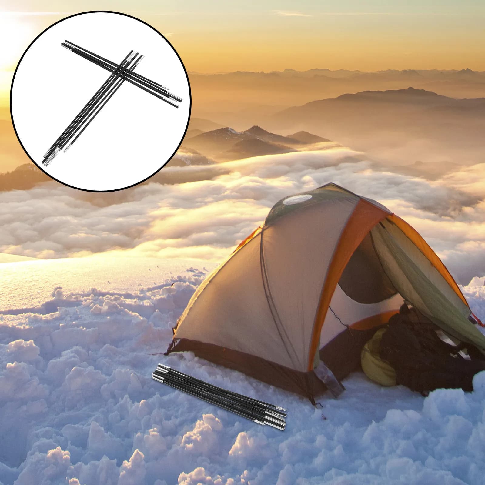 Kit di ricambio per pali da tenda in fibra di vetro, 2 pezzi, portatile, leggero, per campeggio, escursionismo, trekking, accessori per la riparazione della tenda
