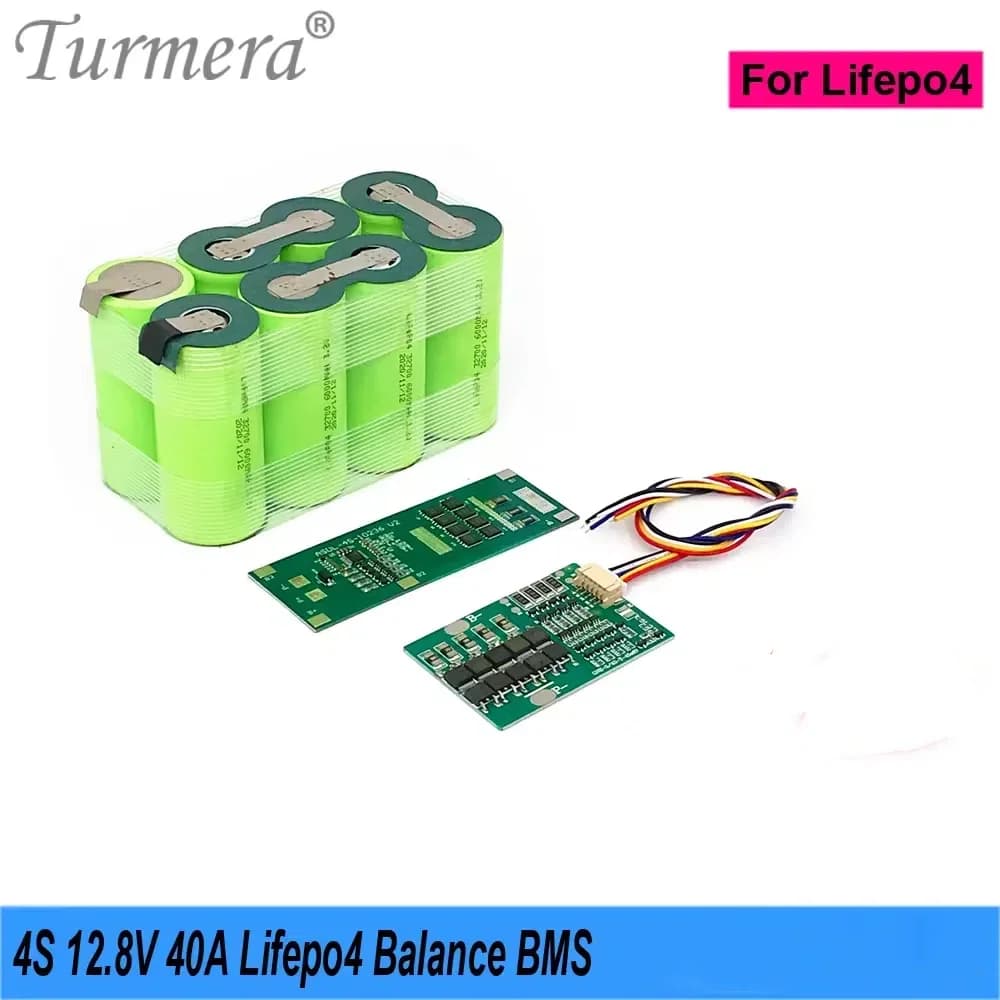 Turmera 4S 40A 12,8 V 14,4 V Balance BMS Scheda protetta da utilizzare nella batteria Lifepo4 da 3,2 V 18650 26650 32700 33140