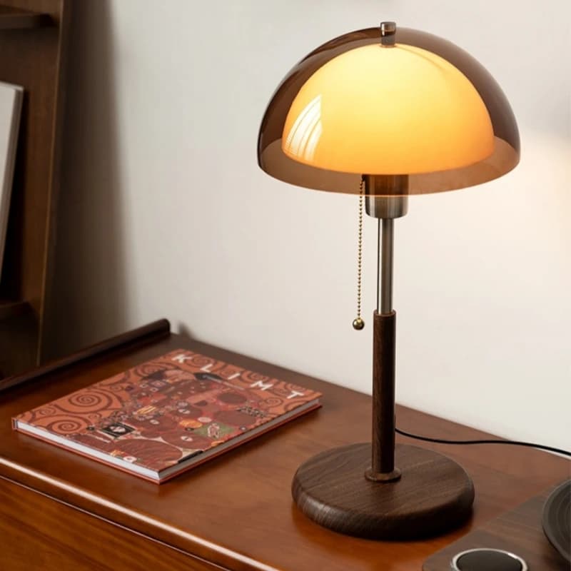 Vintage Walnut Table Lamp Iron Desk Lamp Inside Light Desk Beside Light Warm Light For Living Rooms Bedrooms Study Rooms