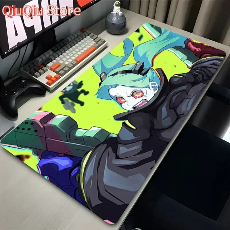 Anime Tappetino per mouse in pelle Gamer Cabinet Tastiera Robusto C-cyberpunkS Tappetino per scrivania esteso Laptop Gaming R-Rebecca Sexy Girl Mousepad