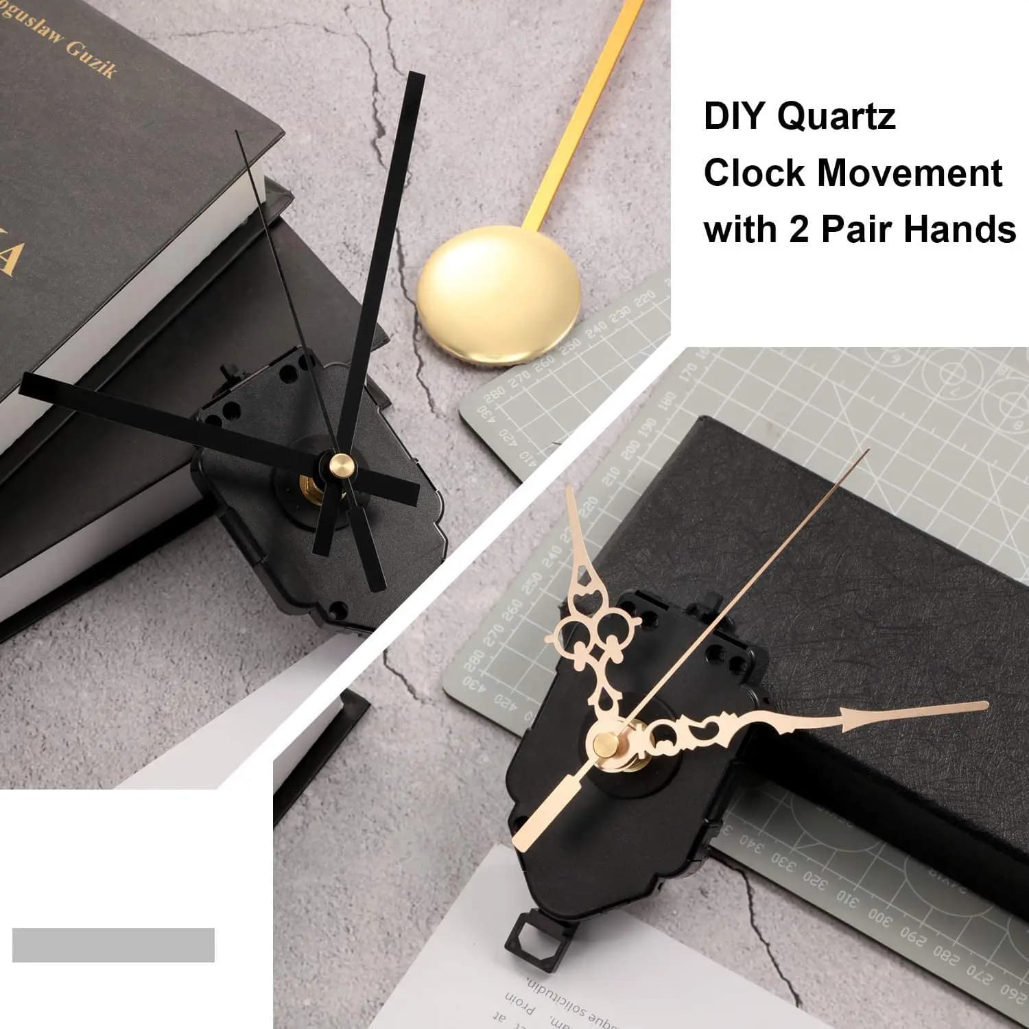 XFDE Movimento dell'orologio a pendolo al quarzo Kit di movimento fai-da-te con pendolo a 2 paia di lancette, movimenti a pendolo con meccanismo fai-da-te Sostituisci