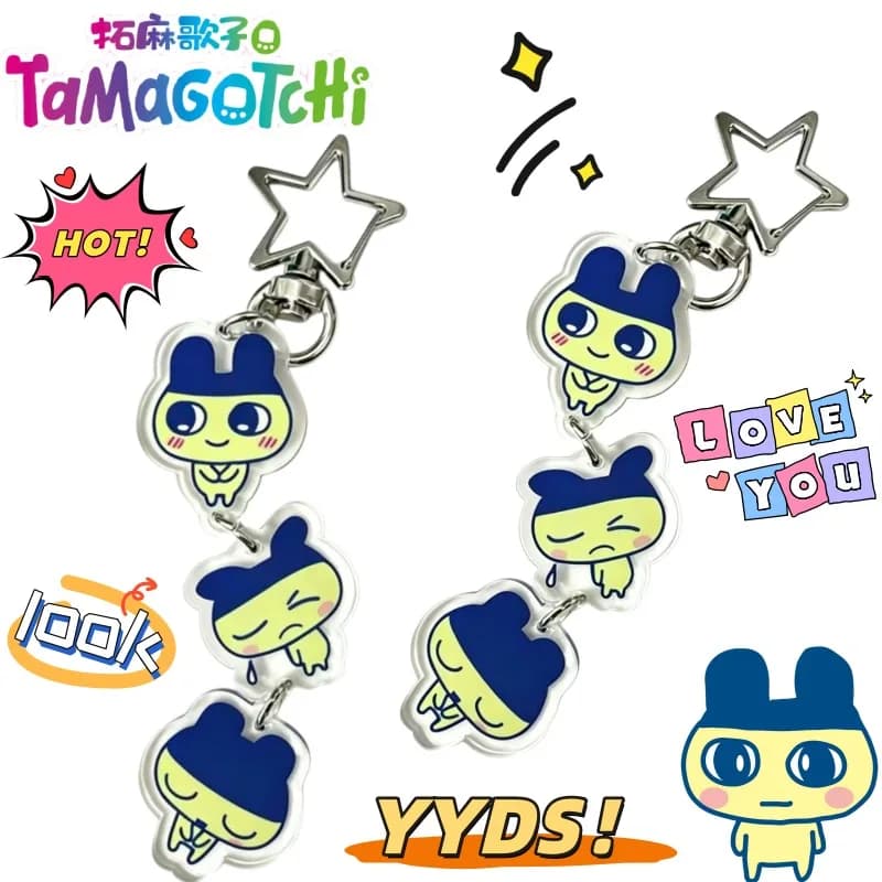 New Tamagotchi Mametchi Two-dimensional Cartoon Animation Peripheral Acrylic Keychain Cute Creative Backpack Decorative Pendant