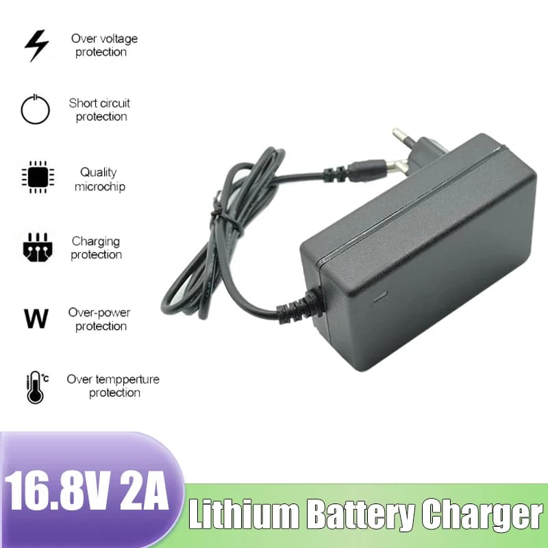 16.8V Charger Adapter AC100-240V 2A MAX for Massage Gun 14.8V Li-ion Battery Pack 4S 18650 Rechargeable Battery DC 5.5mm Plug