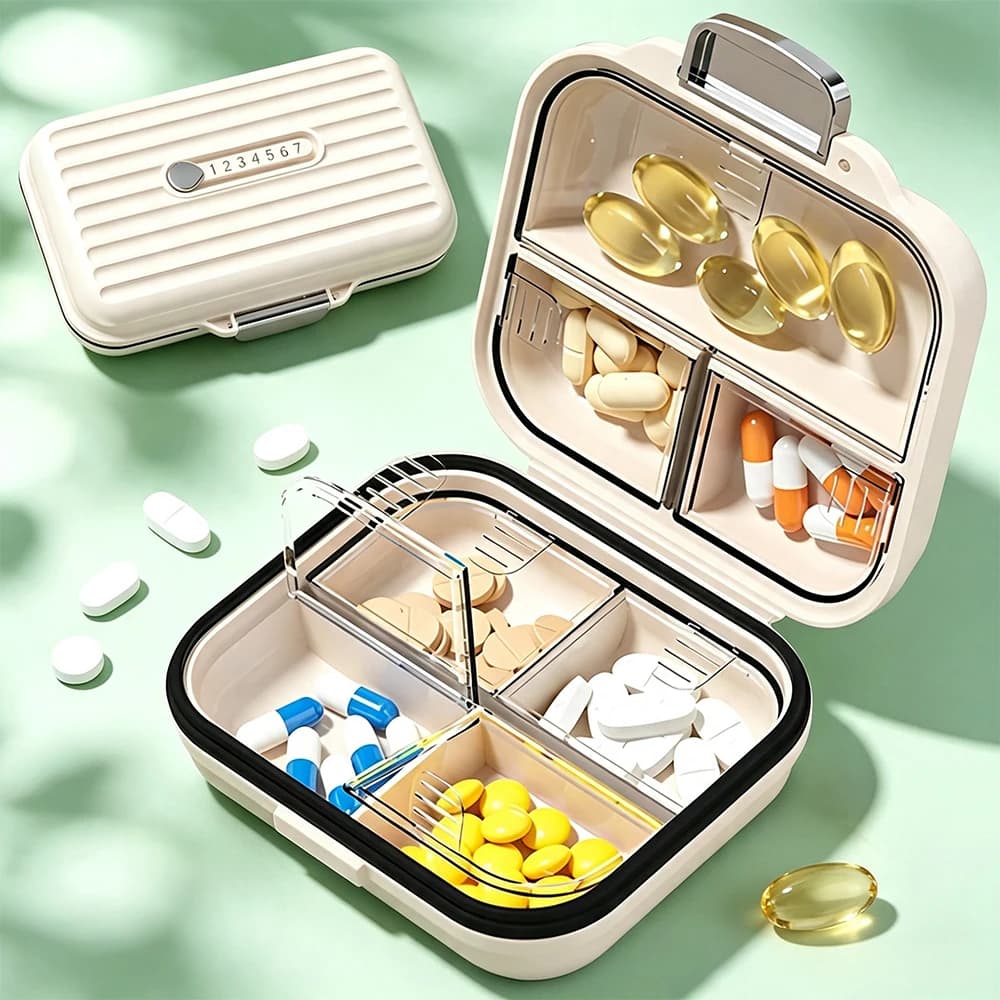 1/2Pcs Weekly Pill Organizer, 7 Compartments Portable Travel Pill Box Case for Fish Oils, Supplement, Vitamins for Purse Pocket