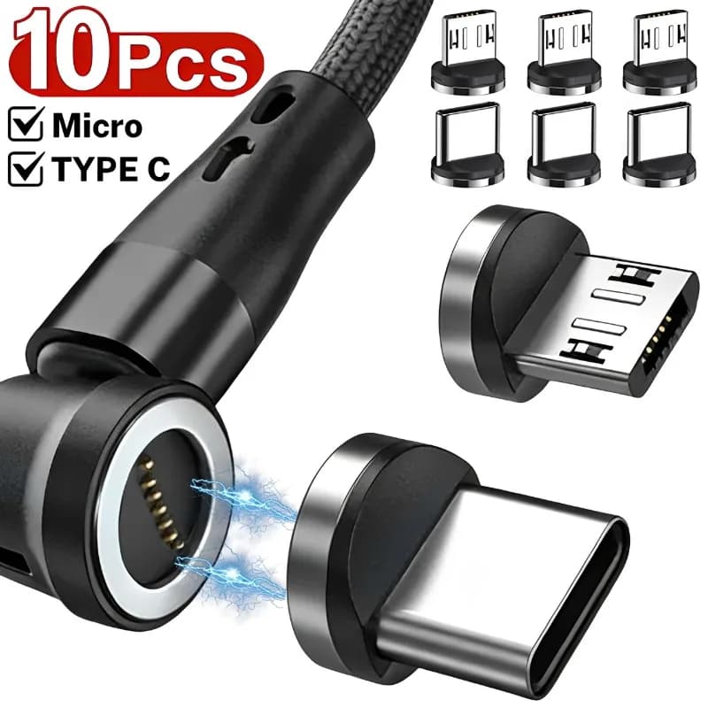 1/5/10 Pezzi Adattatore Magnetico USB-A Tipo C per Cavo di Ricarica Rapida Samsung Magnet Charger 360 ° Connettore a Rotazione a 360 Gradi