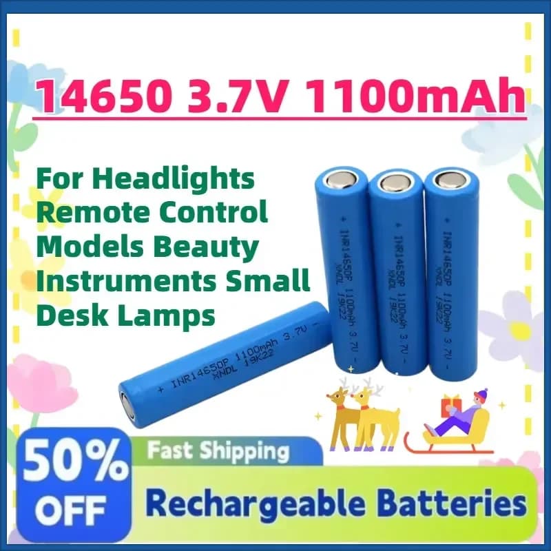 Batterie al Litio Ricaricabili 14650 3.7V 1100mAh per Fari, Modelli con Telecomando, Strumenti di Bellezza, Piccole Lampade da Scrivania