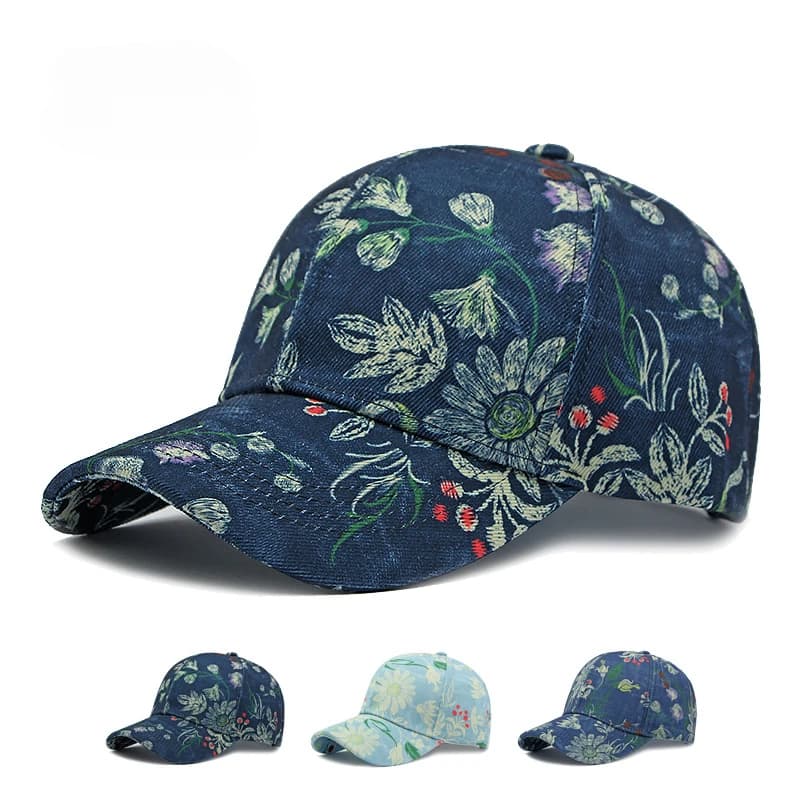 Ethnic Wind Hat for Men and Women Baseball Hat Outdoor Parasol Fashion Imitation Cowboy Print Hard Top Duck Tongue Hat Trend