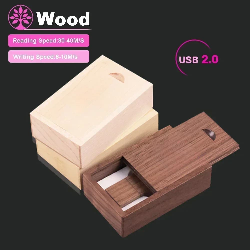Chiavetta USB in Legno 128GB, Confezione Regalo Elegante, Memoria Flash 64GB, Capacità Reale 100%, Pen Drive 32GB, U Disk Creativo 16GB