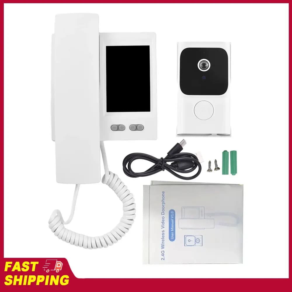 Sistema Videocitofonico con Schermo IPS da 3,5 Pollici, Campanello Wireless con Telecamera, Citofono Stile Telefono, Interfono Wireless