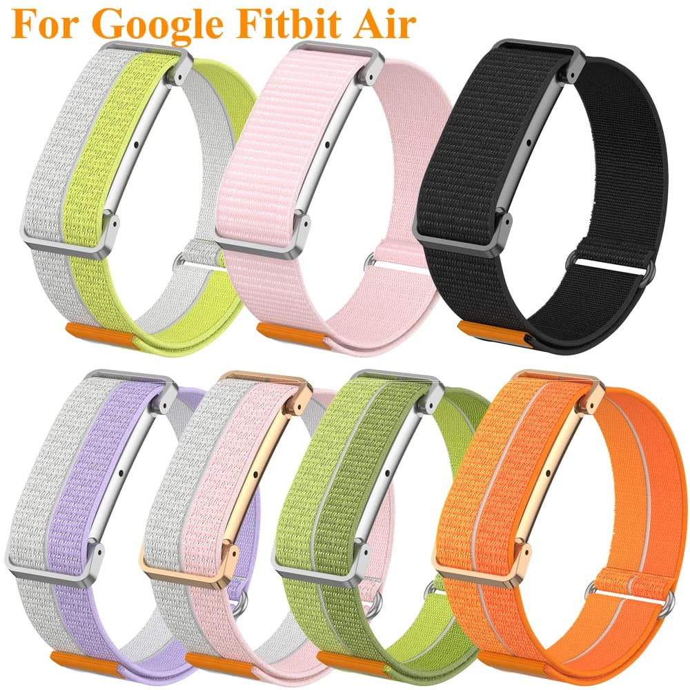 Nylon Wrist Strap For Google Fitbit Air Ultra-Slim Feather-Light Breathable Quick Release Metal Protective Case Wrist Band