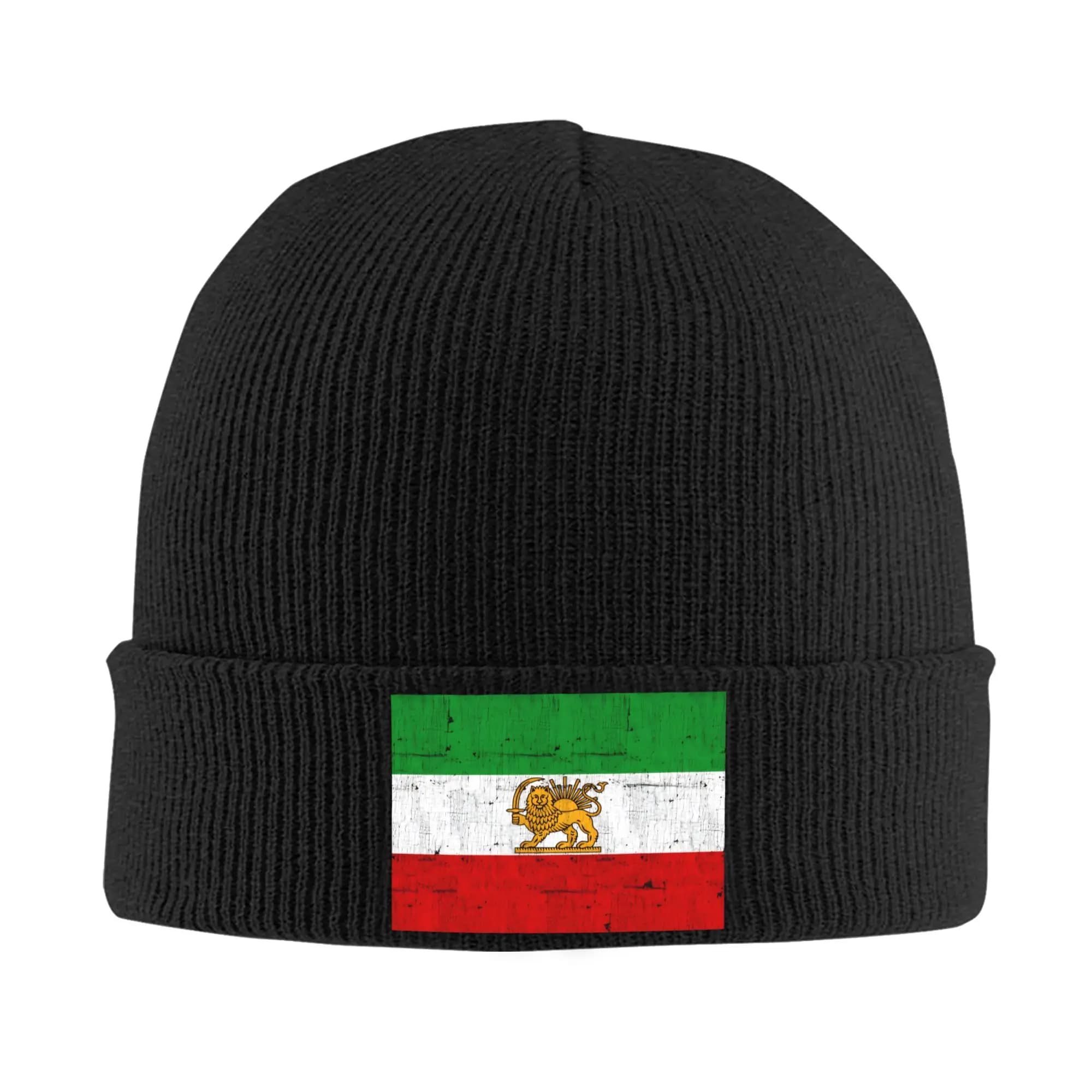 Iran Faded Style Flag Knit Hat Retro Caps Adult Unisex Kpop Beanie Hats Winter Custom Warm Bonnet Hats
