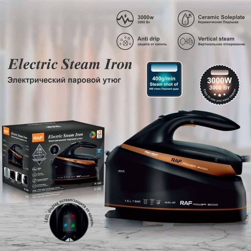 Ferro da Stiro a Vapore e Stiratrice Verticale 220V/240V 3000W per Vestiti con Piastra in Ceramica Antiaderente, Riscaldamento Rapido, Serbatoio Acqua da 1.5L