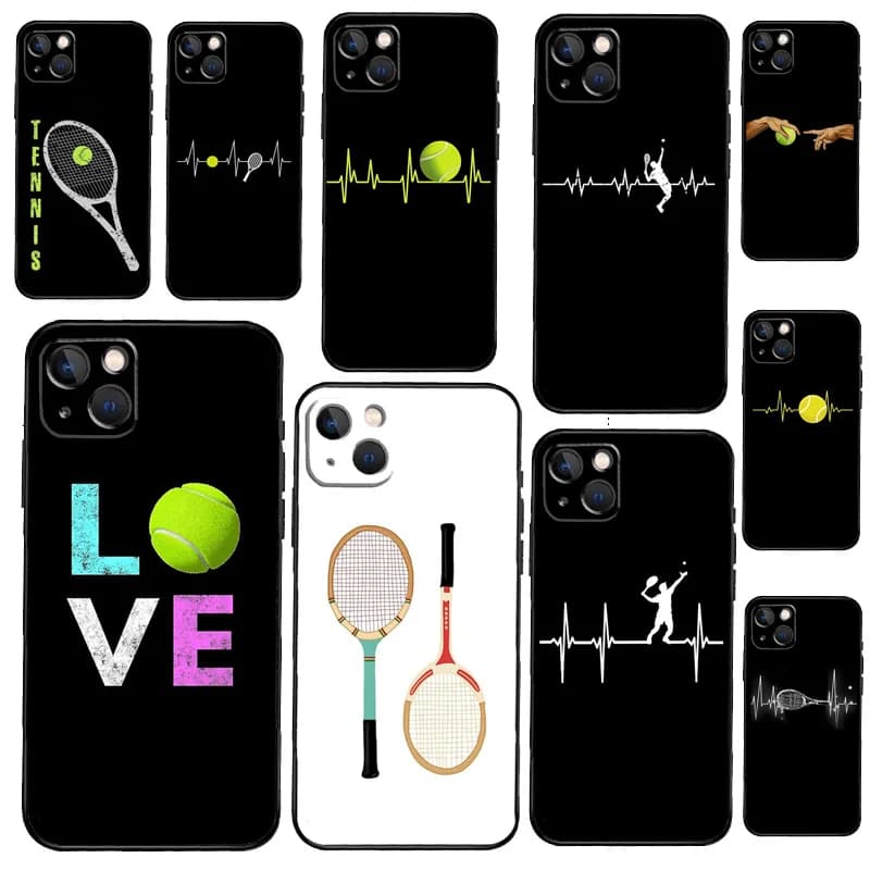 Cover for iPhone with design Tennis rackets and Tennis balls for iPhone 17 15 14 13 12 11 16 Pro Max Plus 12 13 Mini 16e 17 Air