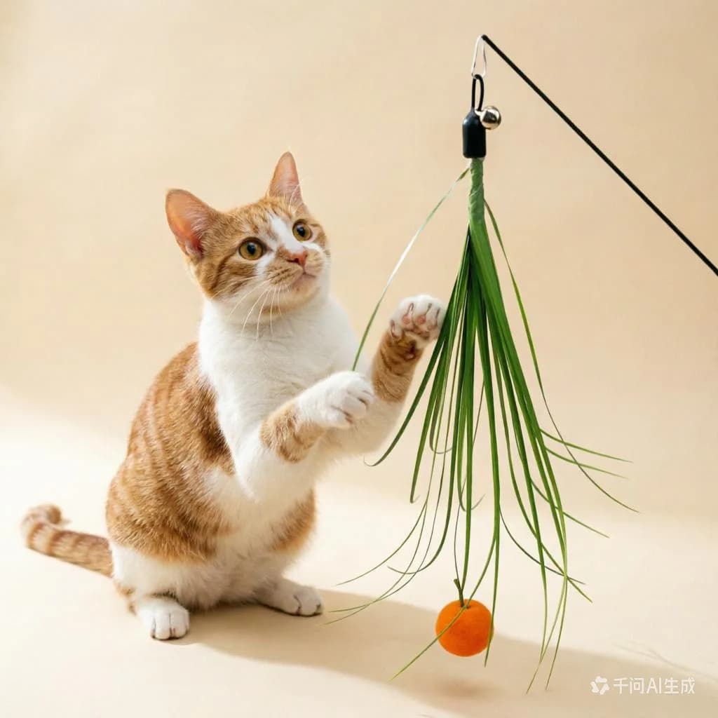 Giocattolo Interattivo per Gatti con Testa di Gatto in PVC, Erba Sintetica e Nappa Divertente