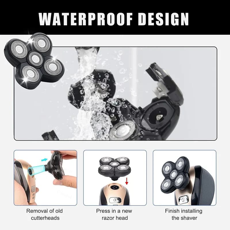 5 blade rotating head for electric shaver 5D, spare heads for shaver, electric shaver head for beard