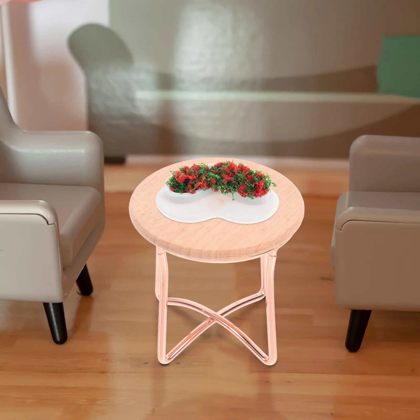 Set di 10 mini fioriere finte per la decorazione di case delle bambole, panche da parco in miniatura e piante artificiali realistiche.