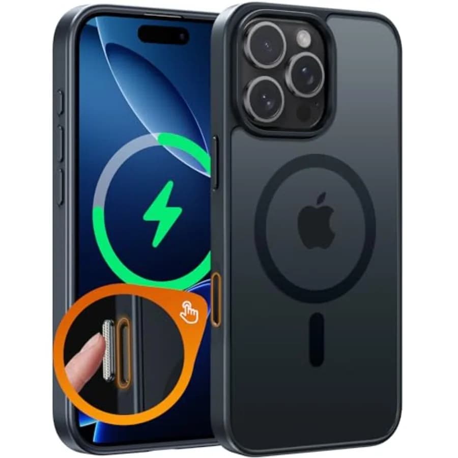 for iPhone 16 Pro Case: Magnetic Matte Translucent Military Grade Drop Protective Phone Case Shockproof Thin Rugged Durable Pro