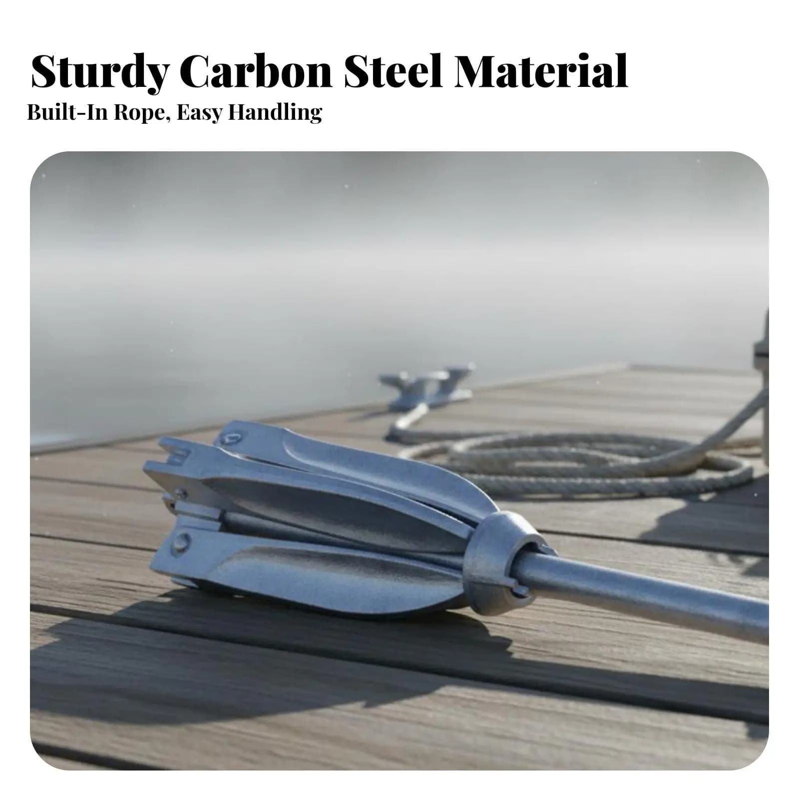 Carbon Steel Boat Anchor Portable Inflatable Boat Anchor Easy Storage Boating Equipment for Fishermen, Water Jet Ers, Fishing,