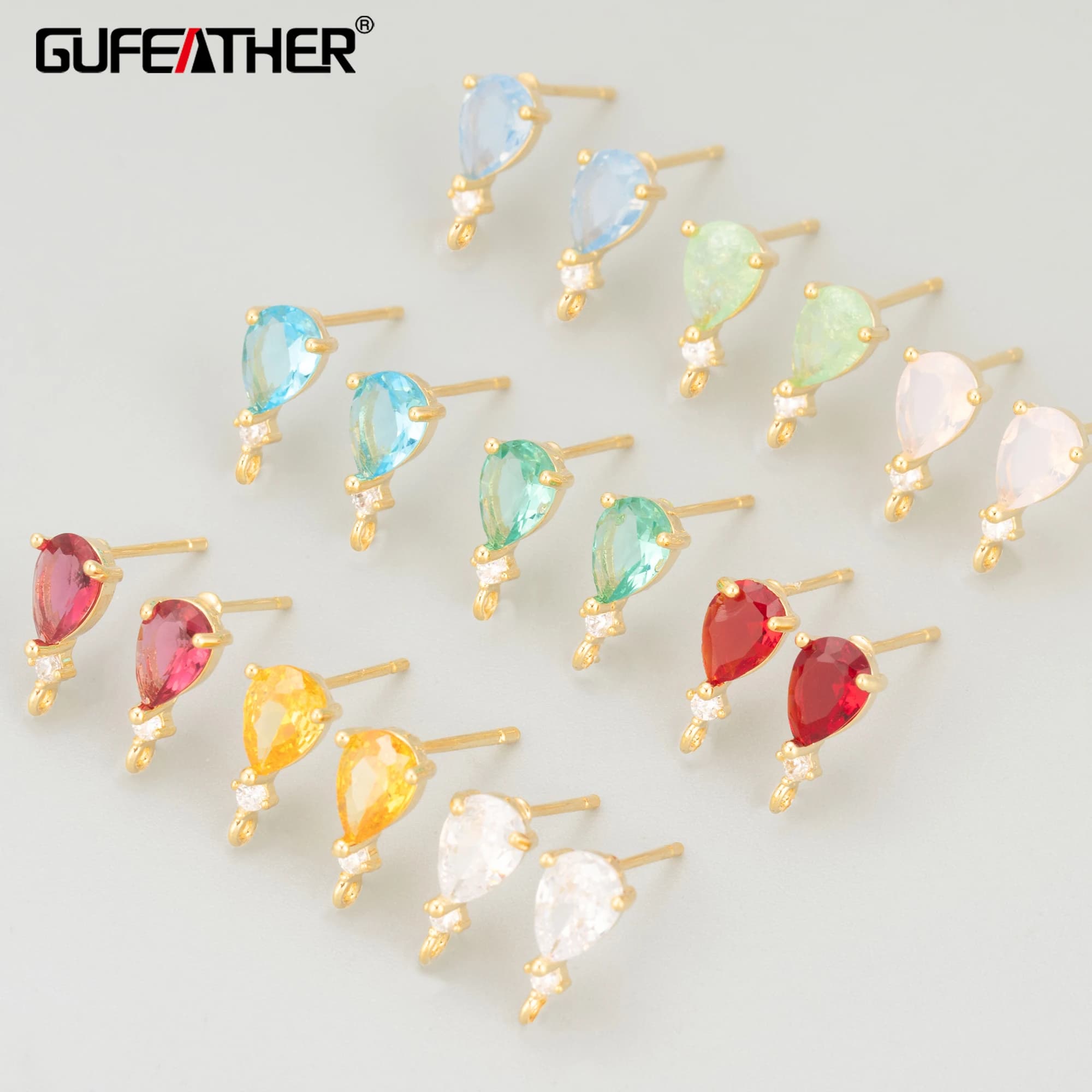 GUFEATHER,10pcs/lot,MI50,jewelry accessories,18k gold plated,copper,zircons,hand made,charms,jewelry making,diy earrings