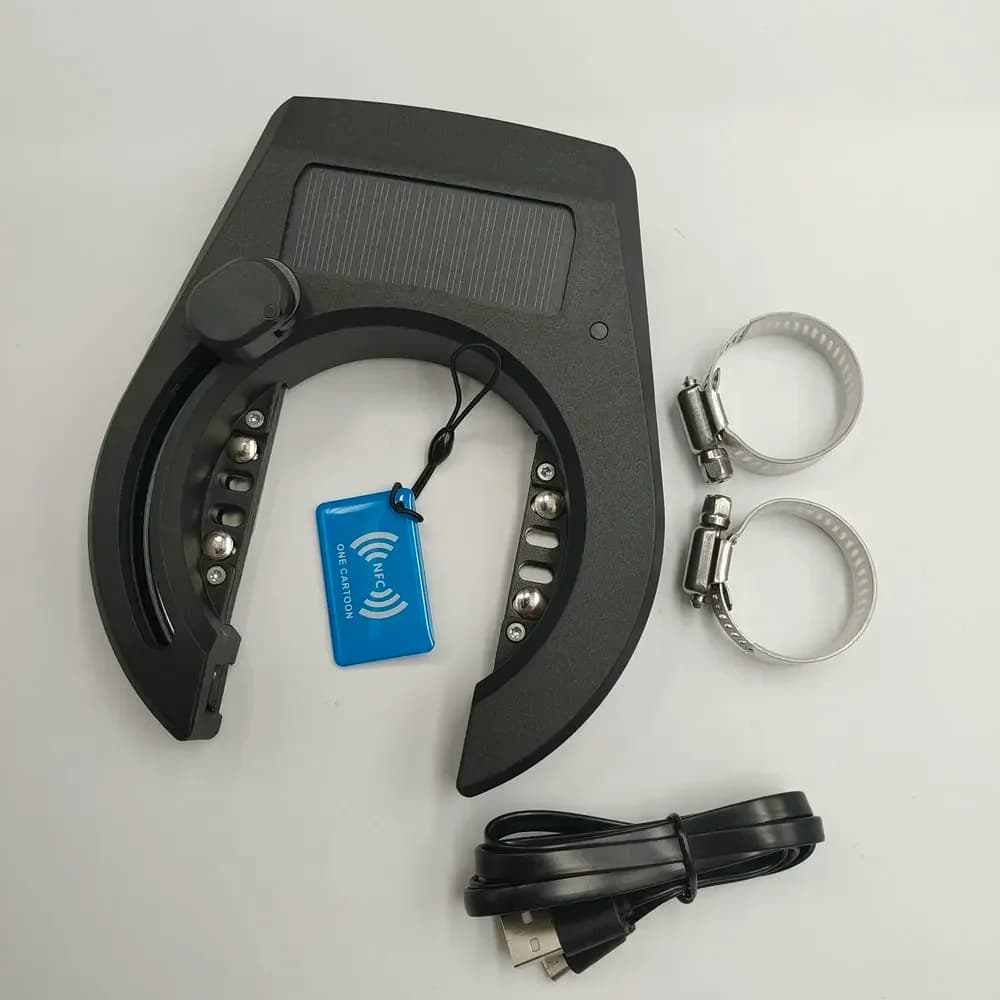 Disponibile: Lucchetto per Bicicletta a Forma di Ferro di Cavallo con Pannello Solare Bluetooth, Accessorio per Bicicletta, Parte per Scooter Elettrico, Soluzione per la Guida Condivisa