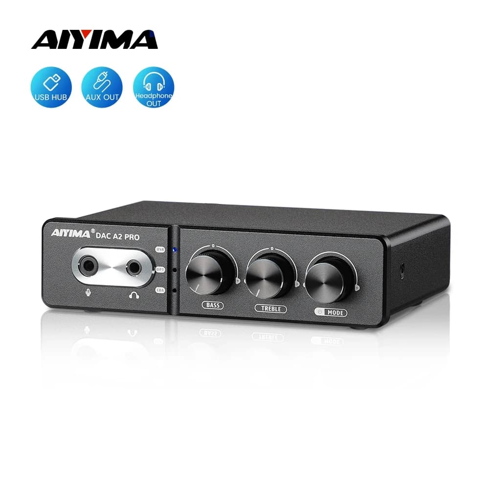 AIYIMA Audio DAC-A2 PRO USB Gaming DAC Headphone Amplifier USB Mini Decoder for PS5 Desktop Gaming Headset Active Speakers