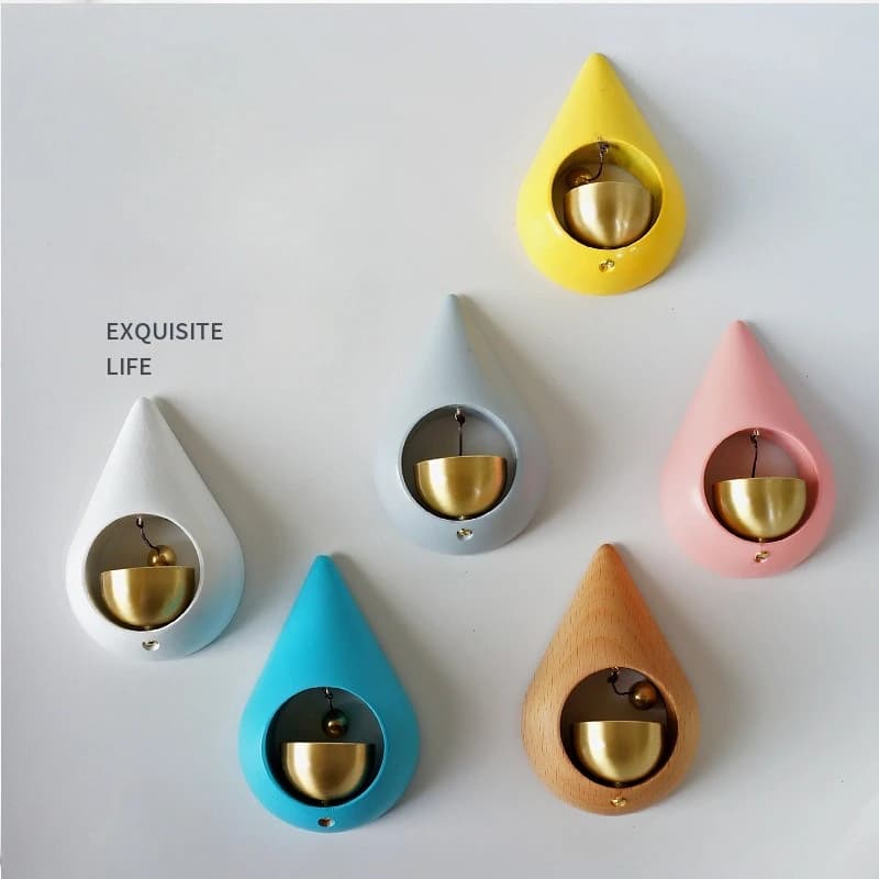 Brass dopamine wind chime solid wood water drop bell knocker creative wooden decorative doorbell household products