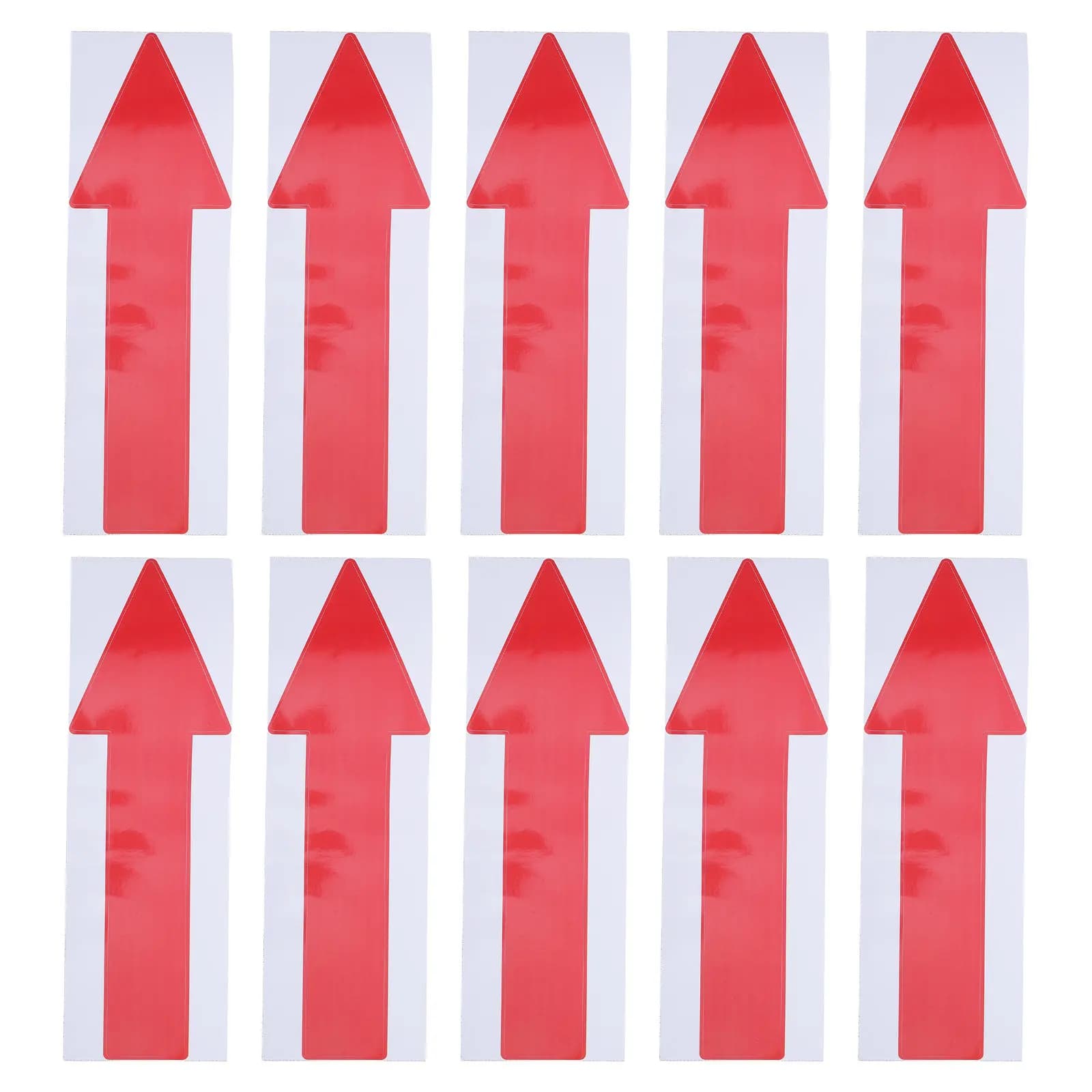 10Pcs Waterproof Direction Arrow Stickers Red 30Cm Peel and Stick Floor Wall Markers for Indoor Route Guiding Direction Sign