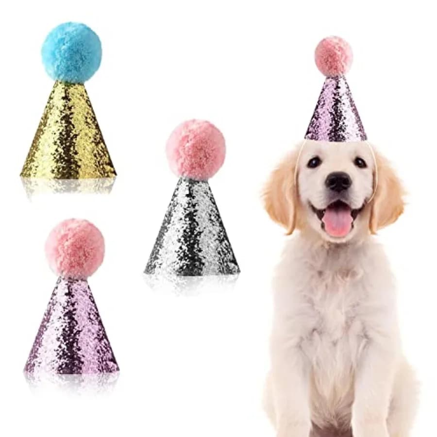 3 pezzi di cappello di compleanno per cani per animali domestici, decorazioni per feste, gatti, gattini, cappelli, ciondoli, accessori per toelettatura