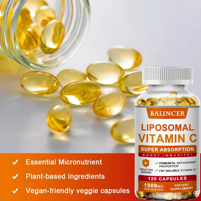 Liposomal supplement to vitamin C: vitamin C soluble to fats easily absorbable, antioxidant, supports the immune system, promote skin health