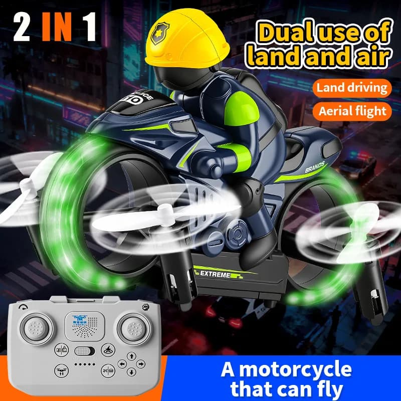 JJRC New Remote Control Flying Motorcycle Amphibious Drone Land Air Dual Mode Stunt Tumbling Colorful Led Lights Altitude Hold