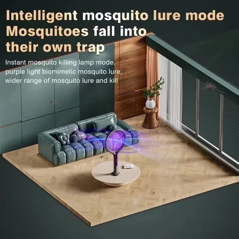 USB Charging Telescopic Rotatable Mesh Automatic Mosquito Swatter With Fast Long Standby Time For Effective Mosquito Eradication
