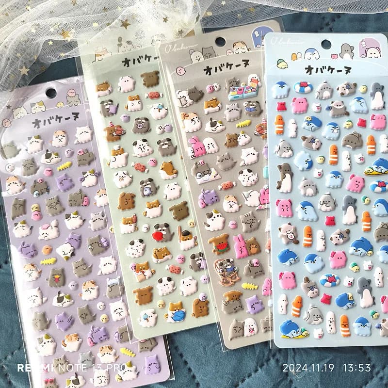4 pezzi di simpatici adesivi a bolle di EVA con animali adorabili - Stili multipli di adorabili decorazioni per cartoni animati, perfetti per diario di album e notebook