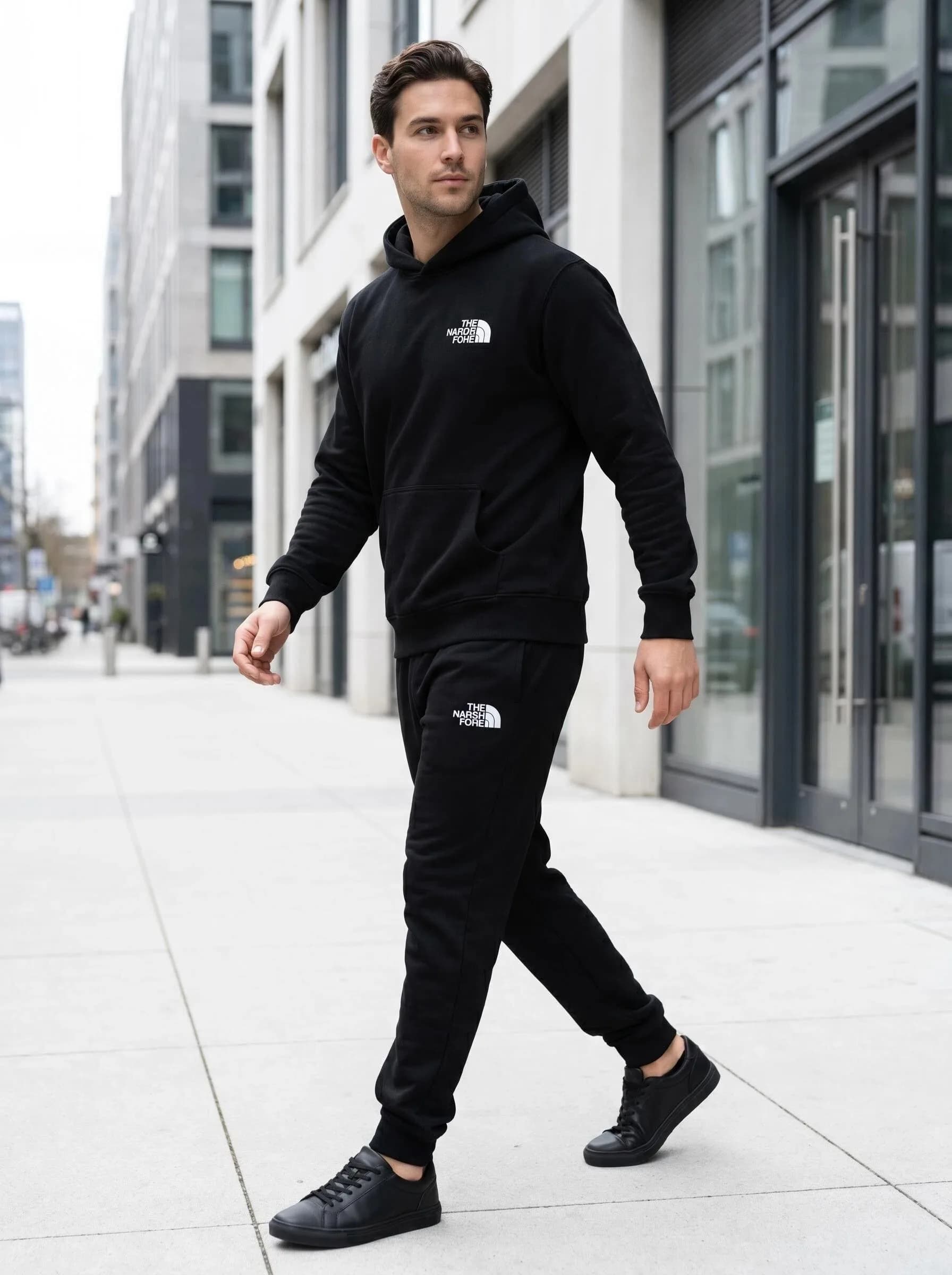 Completo Sportivo da Uomo Autunno-Inverno, Set Due Pezzi con Pantaloni e Felpa con Cappuccio, Comodo e Casual per Jogging