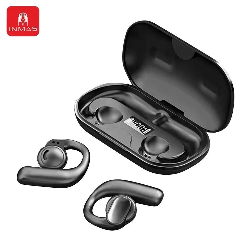 INMAS S901 TWS Headphones Wireless Bluetooth Digital Display EarHook Gaming Headphones EarHook Sports Headphones With Noise Cancellation