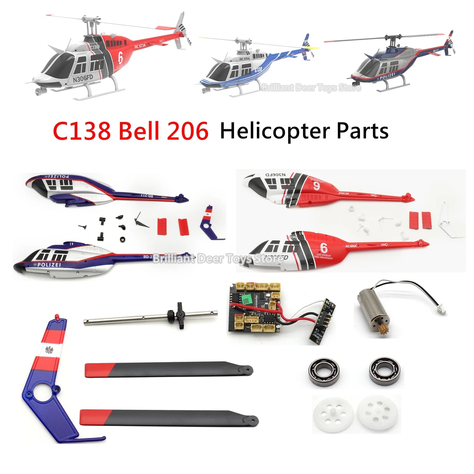 RC ERA C138 Bell 206 Parti dell'elicottero RC Collegamento Mandrino Sedile Piatto oscillante Albero principale Elica di coda Lame principali Testa del rotore