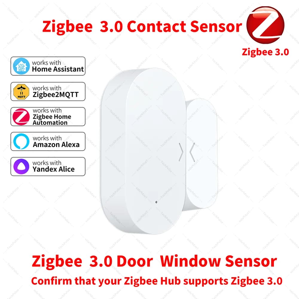 Sensore di contatto Zigbee per porte e finestre, richiede hub Zigbee, compatibile con Yandex Alexa, Zigbee2MQTT, ZHA, HomeAssistant