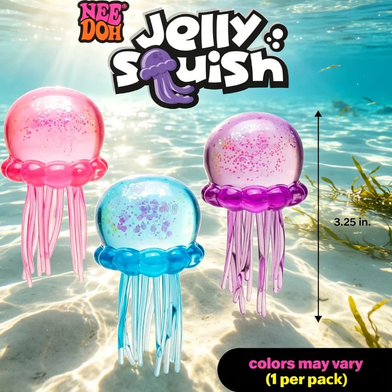 Jellyfish Squish Toy Stress Relief Fidget Toy Glitter Jellyfish Squeeze Ball for Kids Adults Anxiety Relief Birthday Party Favor