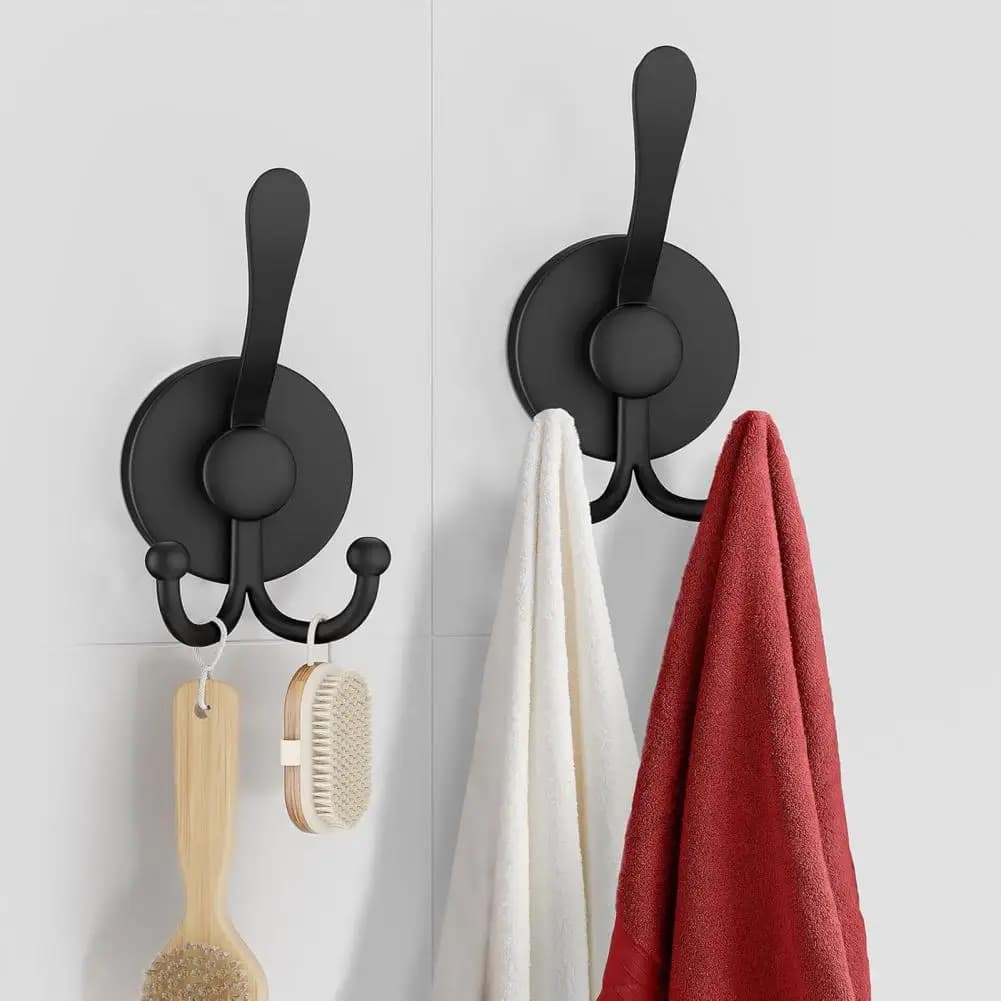 Gancio a ventosa da 2 pezzi, riutilizzabile, rimovibile, in acciaio inossidabile, per porte e finestre, per bagno, cucina