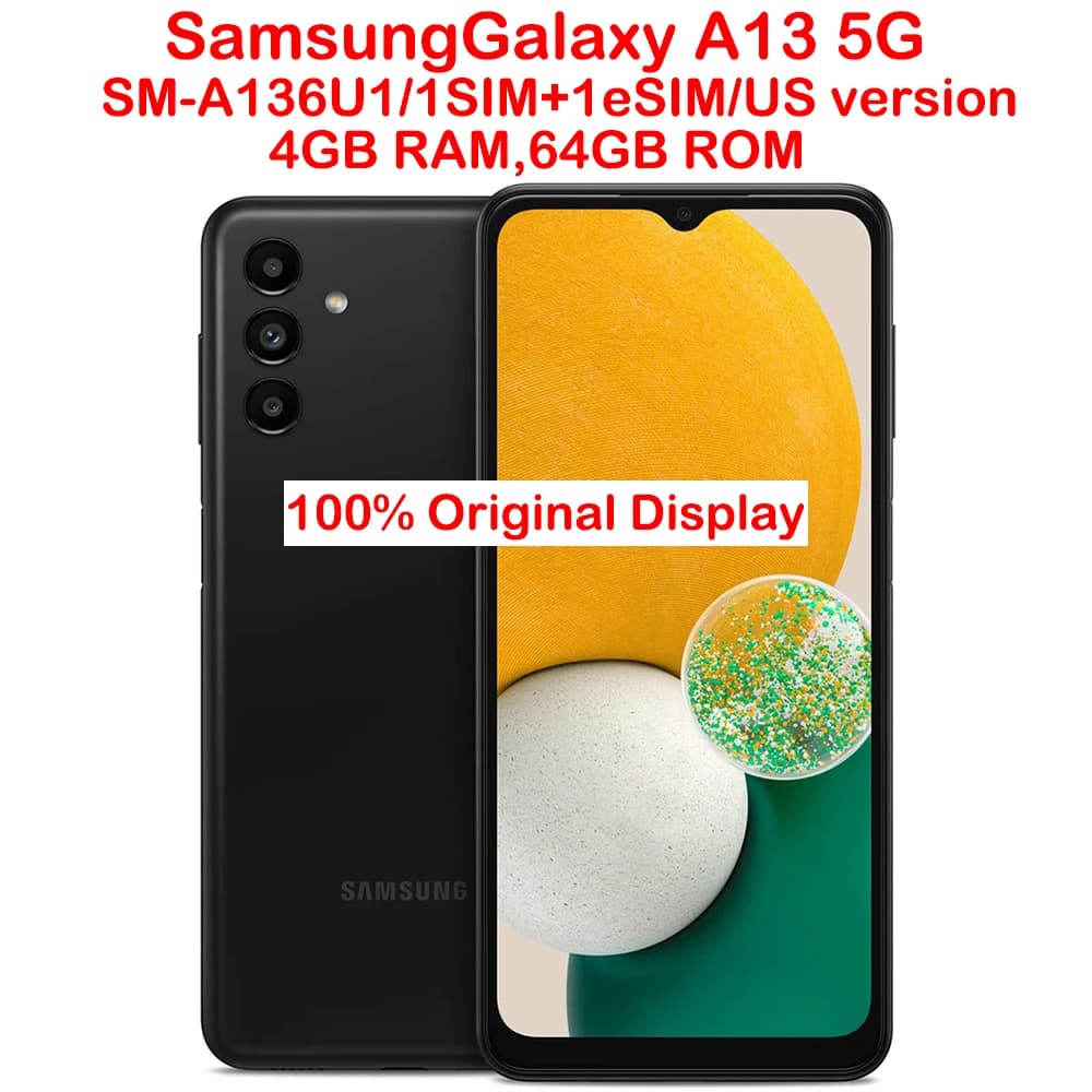 Samsung Galaxy A13 5G Smartphone Android, Schermo 6.5 Pollici 90Hz, Fotocamera 50MP, Batteria 5000mAh, NFC, Versione USA Originale Sbloccata