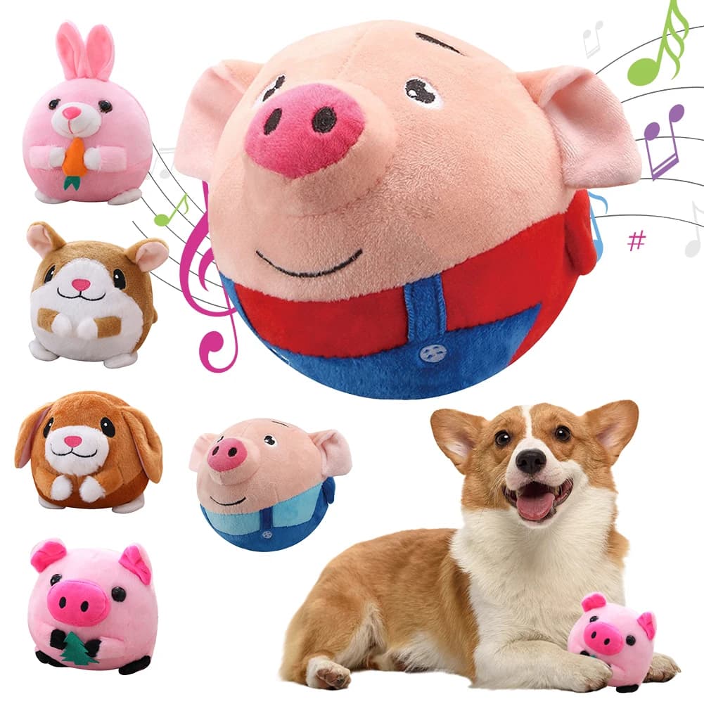 Active Moving Pet peluche resistente al morso musica vibrazione che rimbalza palla auto-Moving masticabile per il gioco al coperto del cane