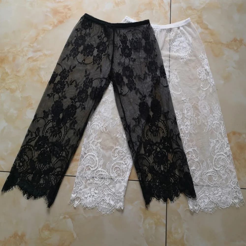 Elastic Waistband Lace Underwear Cropped Pants Single Thin Layer Breathable Legging Pant Skin-Friendly Anti Expose Inner Liner