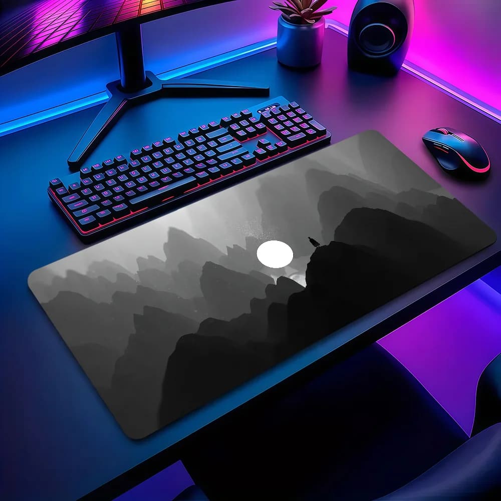 Gray Mountains mouse pad, non-slip, thickened, large, with sewn edges, for office, students, gaming