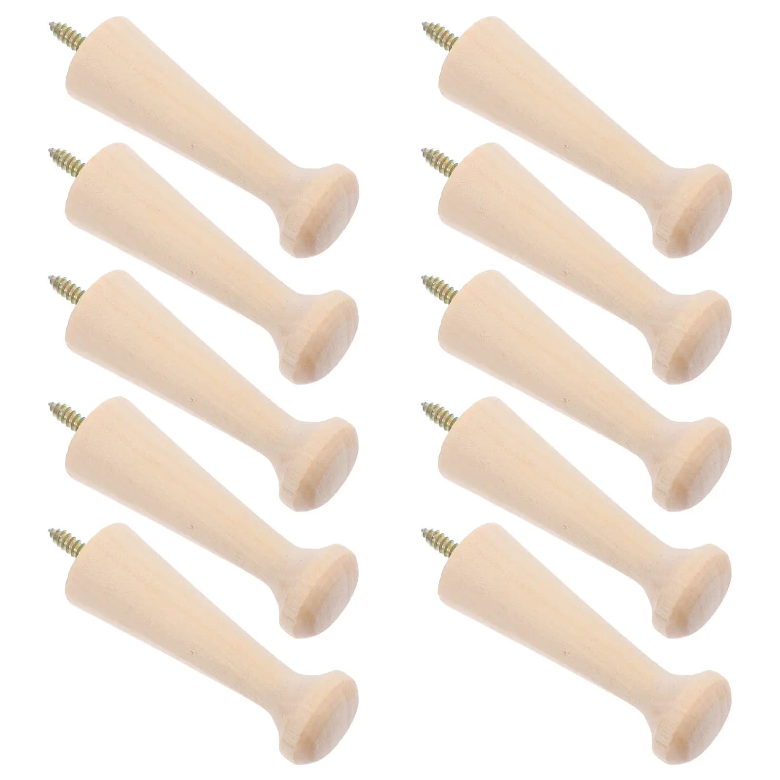 10Pcs Wooden Coat Hooks Solid Wood Shaker Pegs Screw in Wall Peg Rack Entryway Hat Hanger Towel Hook Organizer